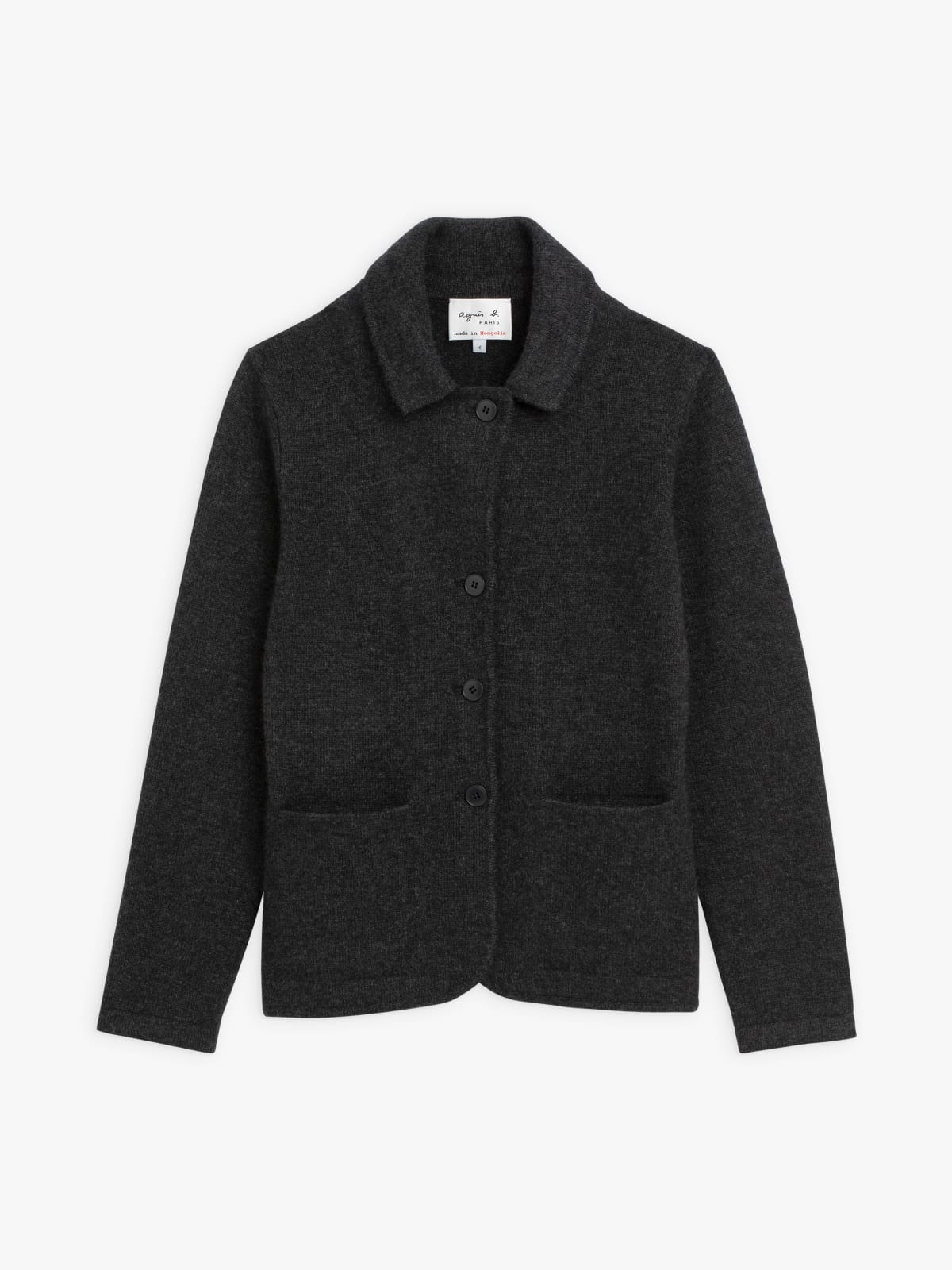 grey Clifford cashmere jacket, made in Mongolia