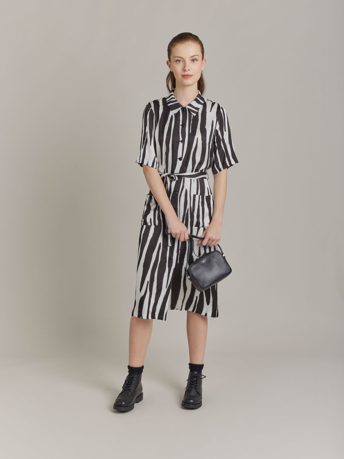 black viscose print BB dress